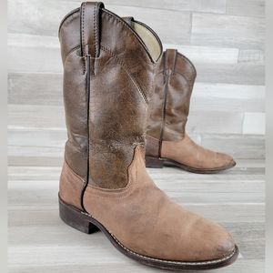 Laredo 2 Tone Brown Leather Western Cowgirl Boots Women's Size 8.5M USA Made